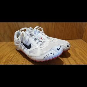 White Red Black Nike Track And Field Spikes Shoes Size 10.5 317002-141 W/SPIKES!